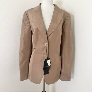 Escada Berihan Blazer 46 NWT Beige Swarovski Button Designer Jacket